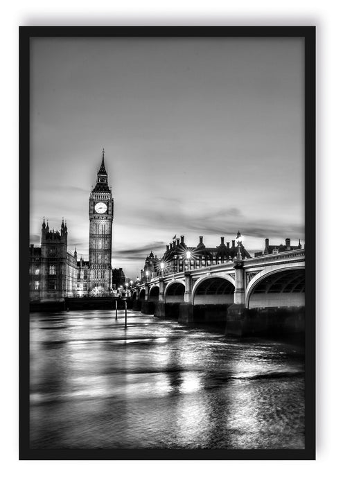 Westminster Bridge Big Ben, Poster mit Bilderrahmen