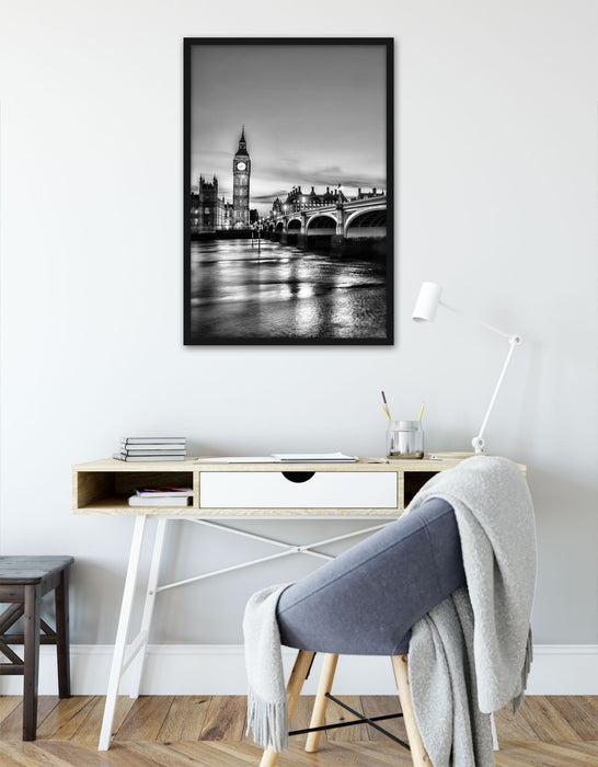 Westminster Bridge Big Ben, Poster mit Bilderrahmen
