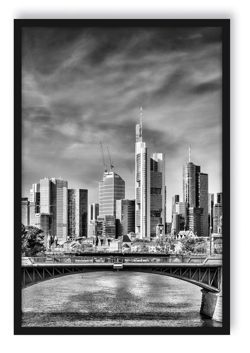 Pixxprint Skyline von Frankfurt am Main, Poster mit Bilderrahmen