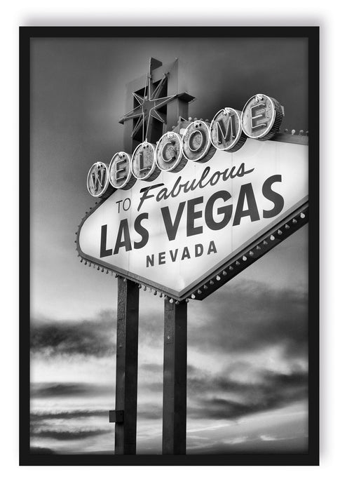 Las Vegas Schild in der Dämmerung, Poster mit Bilderrahmen