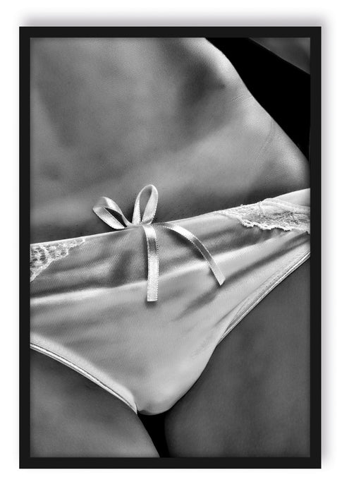 Pixxprint Sexy weiße Dessous, Poster mit Bilderrahmen