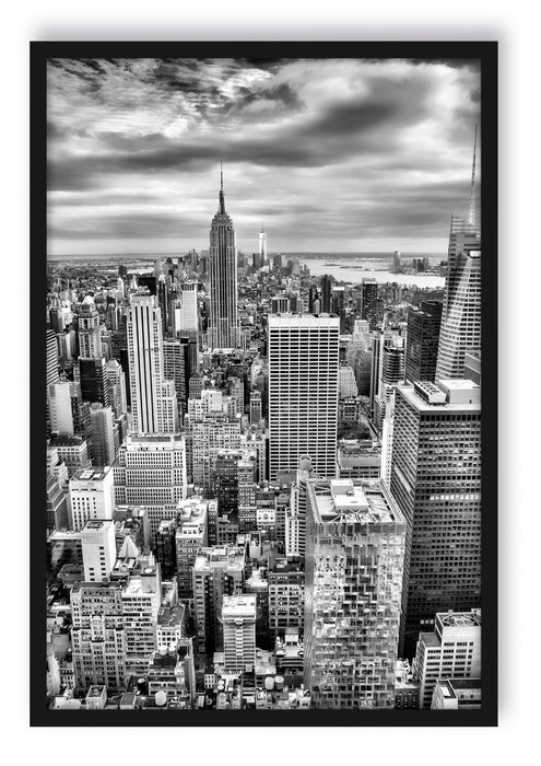 Pixxprint Skyline von New York, Poster mit Bilderrahmen