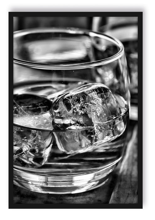 Pixxprint Goldgelber Whisky, Poster mit Bilderrahmen