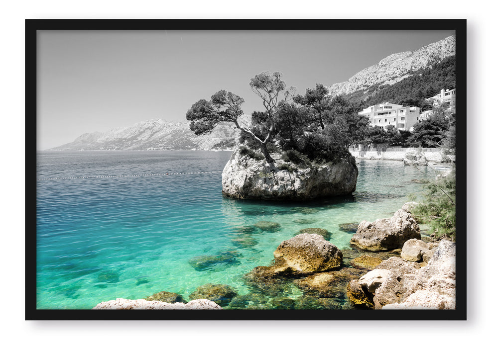 Dalmatia Strand in Kroatien, Poster mit Bilderrahmen
