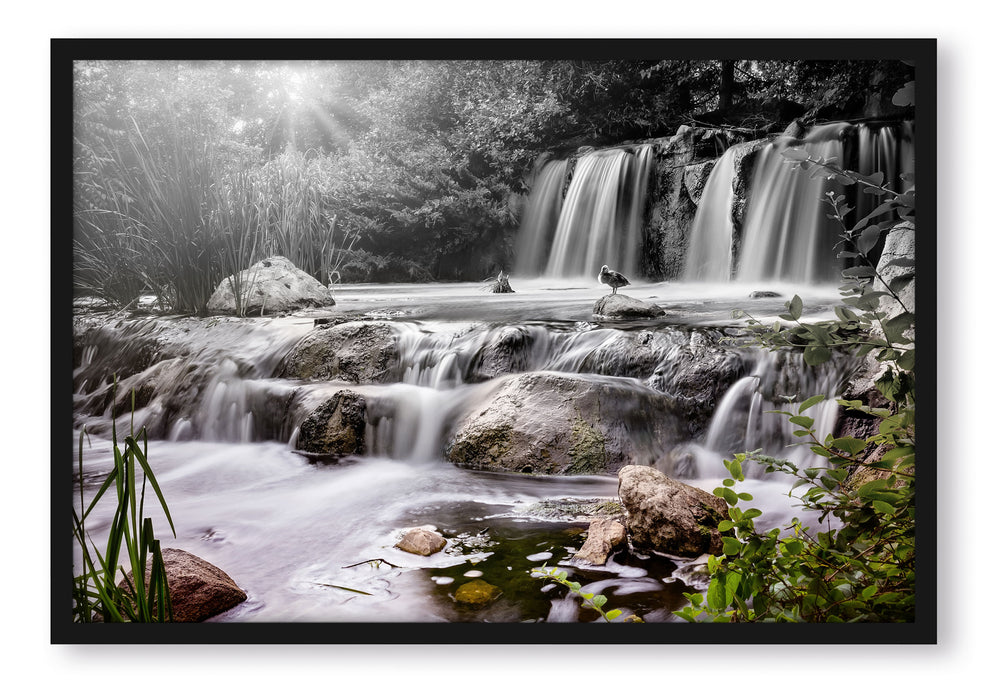 Pixxprint Wasserfall, Poster mit Bilderrahmen