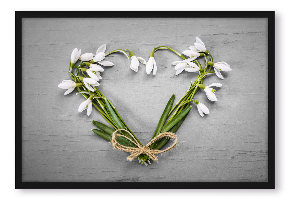 Pixxprint Herz aus Blumen, Poster mit Bilderrahmen