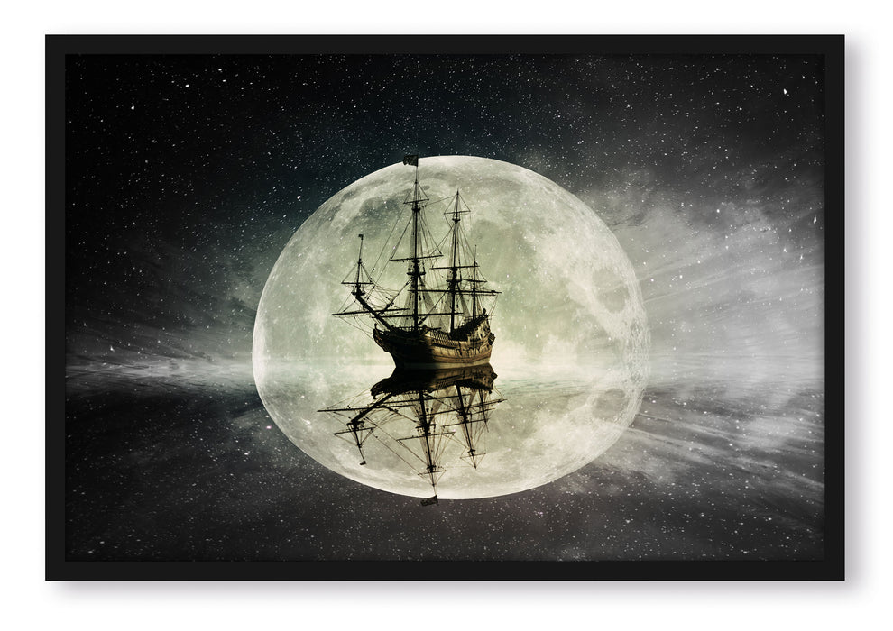 Pixxprint Geisterschiff im Weltall, Poster mit Bilderrahmen