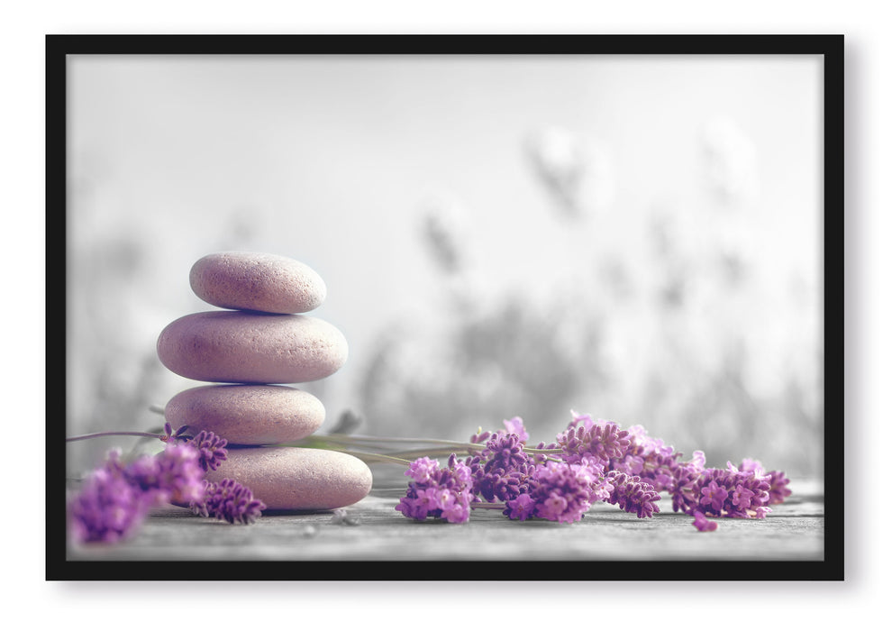 Pixxprint Lavendel Spa-Stillleben, Poster mit Bilderrahmen