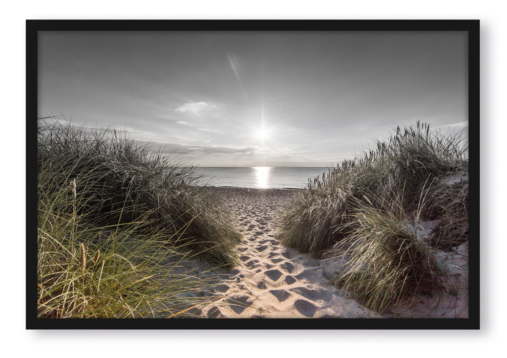 Pixxprint der Weg ins Meer, Poster mit Bilderrahmen