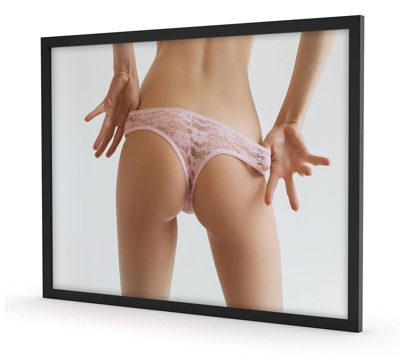sexy Frauenpo in Unterwäsche, Poster mit Bilderrahmen