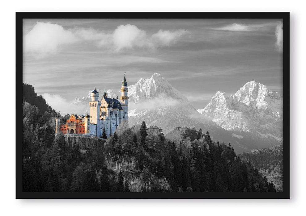 Pixxprint Schloss Neuschwanstein, Poster mit Bilderrahmen