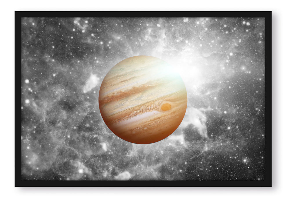 Pixxprint Planet Jupiter im Universum, Poster mit Bilderrahmen