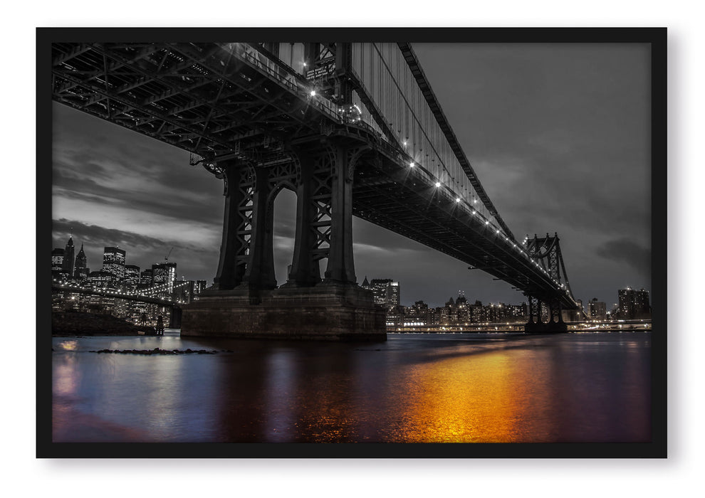 Manhatten Brücke New York, Poster mit Bilderrahmen