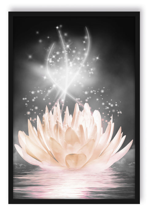 Pixxprint abstrakte Seerose, Poster mit Bilderrahmen