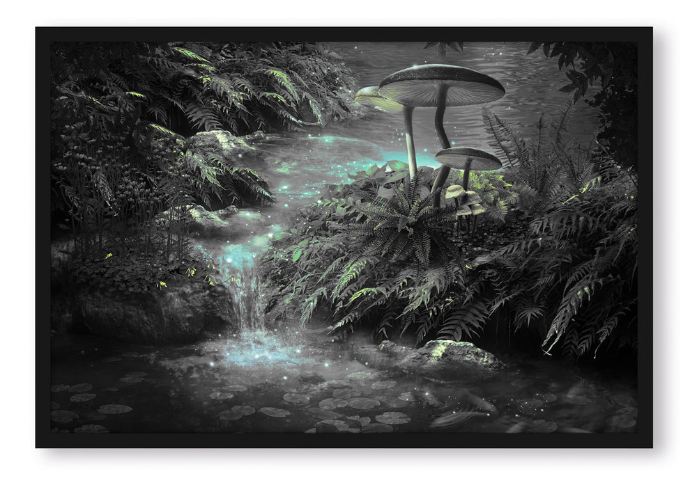 Pixxprint magischer Märchenwald, Poster mit Bilderrahmen