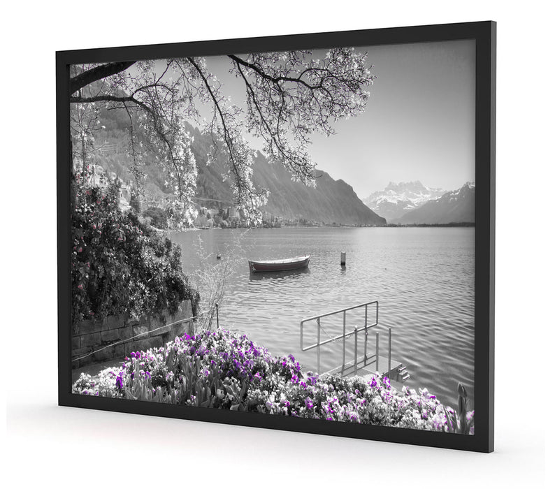 Genfer See im Sonnenschein, Poster mit Bilderrahmen