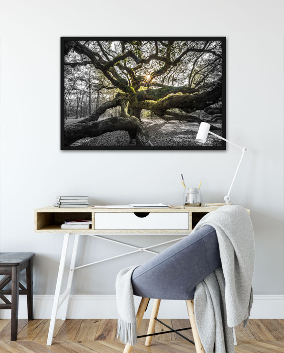 gigantisch verzweigter Baum, Poster mit Bilderrahmen