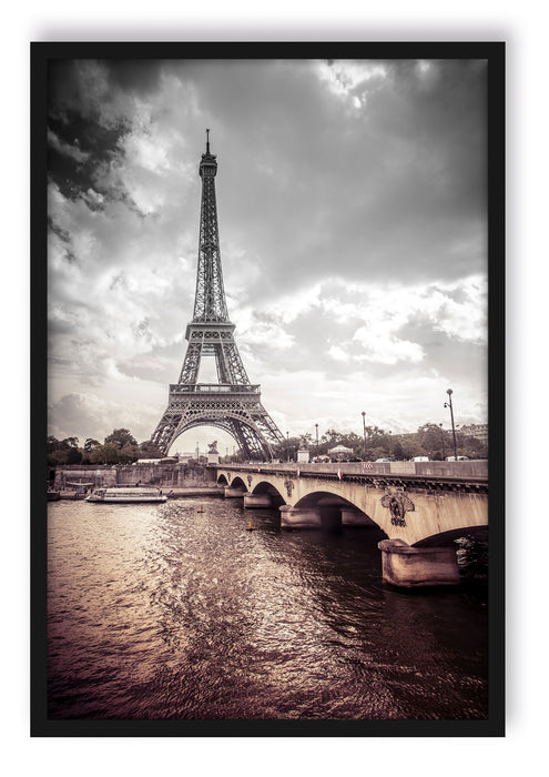 Pixxprint Eiffelturm in Paris, Poster mit Bilderrahmen
