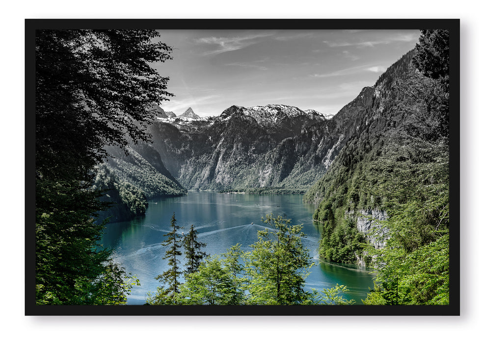 Pixxprint Blick auf den Königssee, Poster mit Bilderrahmen