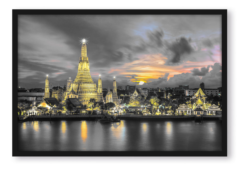 Pixxprint Tempel Bangkok Thailand, Poster mit Bilderrahmen