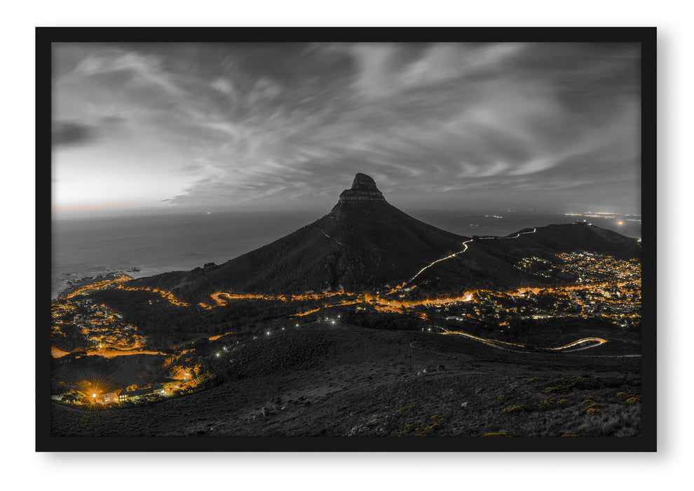 Pixxprint Kapstadts Löwenkopf, Poster mit Bilderrahmen