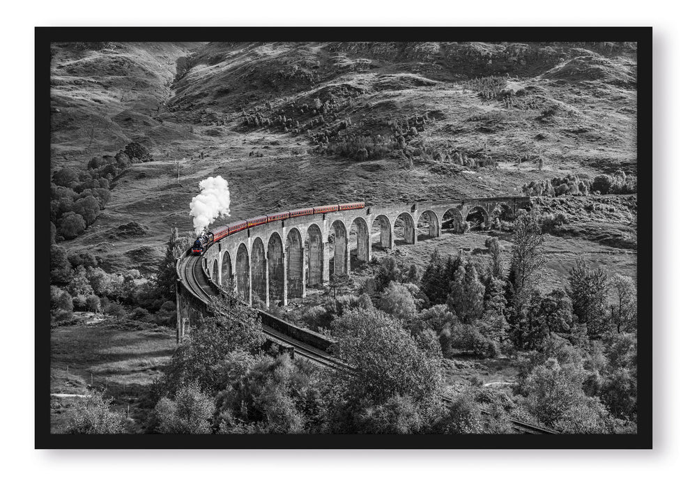 Pixxprint Eisenbahnviadukt in Schottland, Poster mit Bilderrahmen