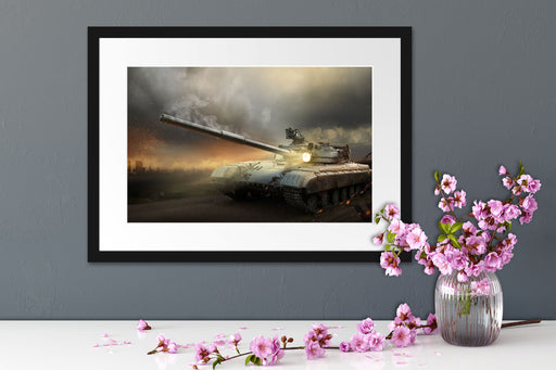 Panzer im Nebel Passepartout Wohnzimmer