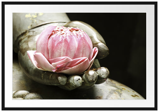 Lotus auf der Hand eines Buddhas Passepartout 100x70