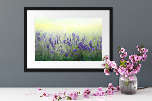Schöner Lavendel im Regen Passepartout Wohnzimmer
