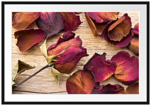 Rosen auf Holztisch Passepartout 100x70