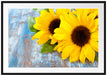 Sonnenblumen auf Holztisch Passepartout 100x70