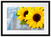 Sonnenblumen auf Holztisch Passepartout 55x40