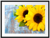Sonnenblumen auf Holztisch Passepartout 80x60
