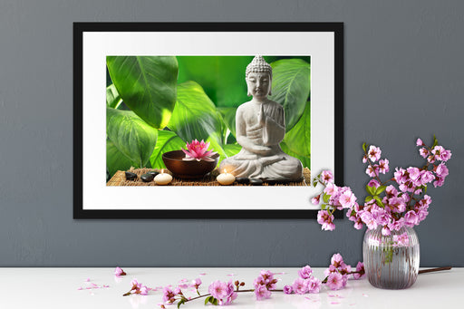 Seerose Buddha Statue Passepartout Wohnzimmer