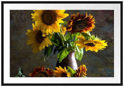 Sonnenblumen in edler Vase Passepartout 100x70