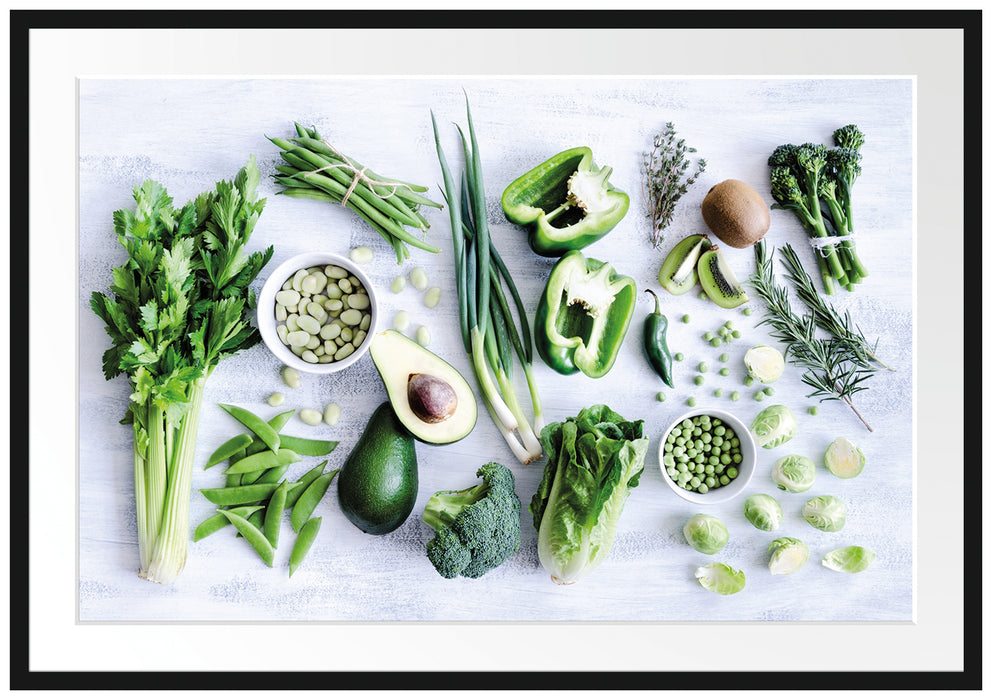 Grüne Gemüse Obst Vielfalt Passepartout 100x70