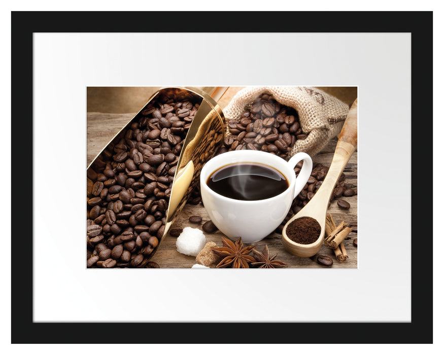 Edler Kaffee und Kaffeebohnen Passepartout 38x30