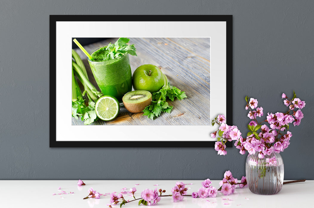 BIO Smoothie Apfel Limette Kiwi Passepartout Wohnzimmer