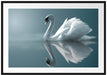 Edler weißer Schwan auf See Passepartout 100x70