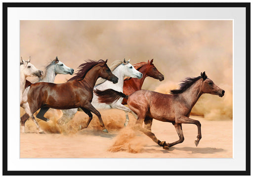 Western Pferde in Wüste Passepartout 100x70