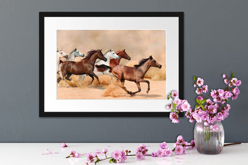 Western Pferde in Wüste Passepartout Wohnzimmer