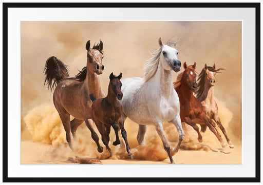 Western Pferde mit Fohlen Passepartout 100x70