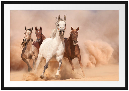Western Pferde in Wüste Passepartout 100x70