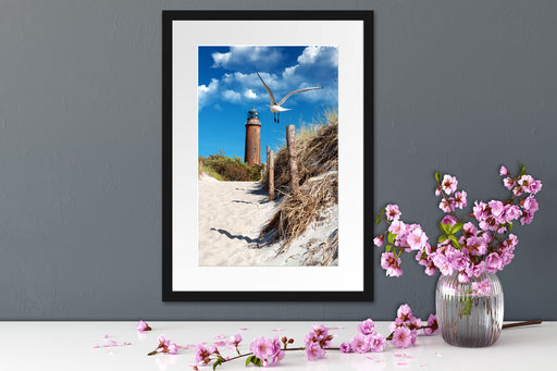 Schöner Leuchtturm am Strand Passepartout Wohnzimmer