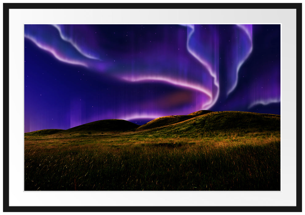 Pixxprint phantastisches Polarlicht, im Galerie-Passepartout Bilderrahmen