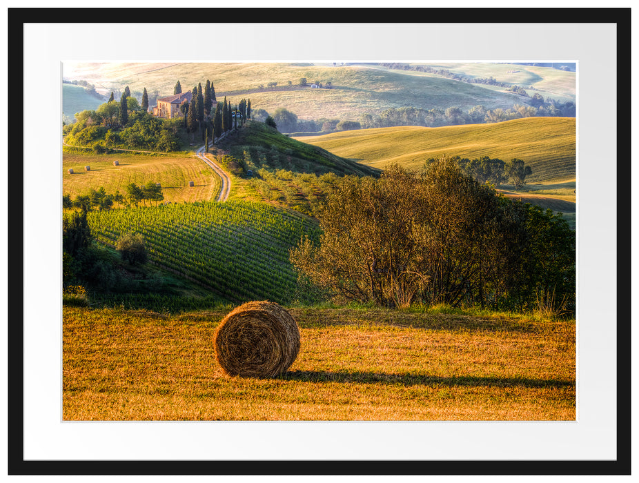 Italienische Toskana Landschaft Passepartout 80x60