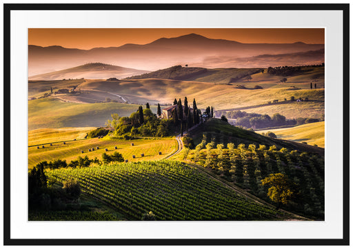 Wunderschöne Toskana Landschaft Passepartout 100x70