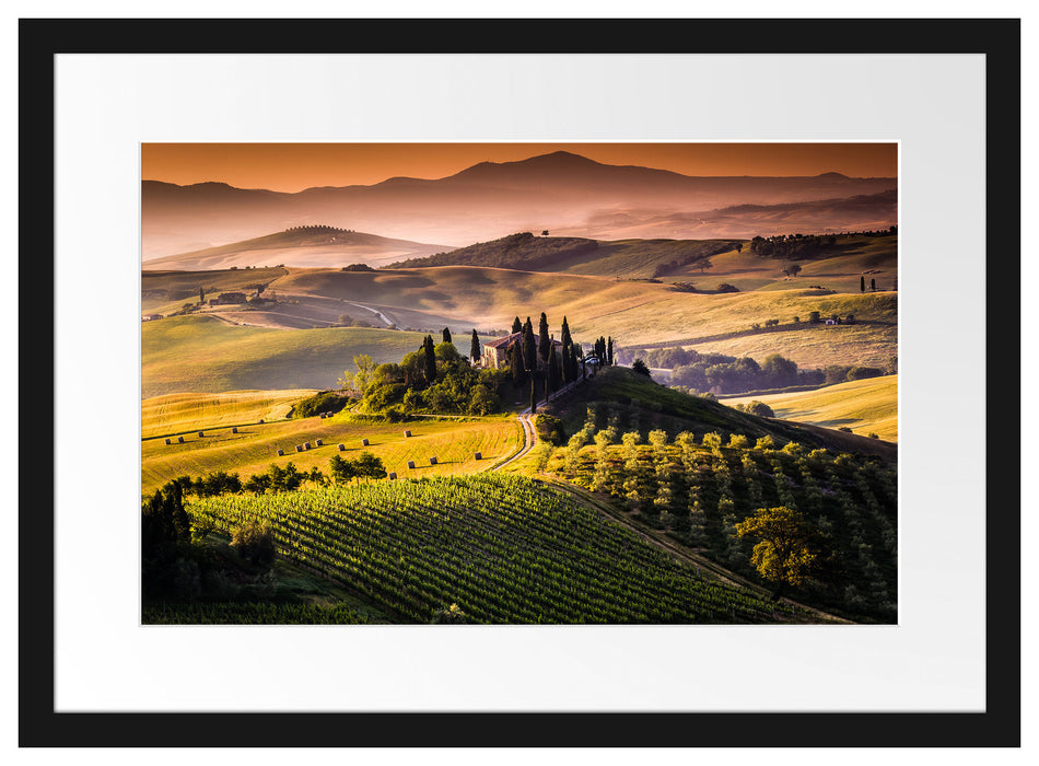 Wunderschöne Toskana Landschaft Passepartout 55x40