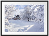 Winterlandschaft mit Hütte Passepartout 80x60
