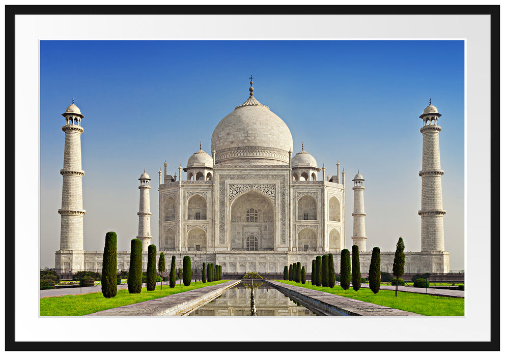 Pixxprint Gewaltiger Taj Mahal, im Galerie-Passepartout Bilderrahmen